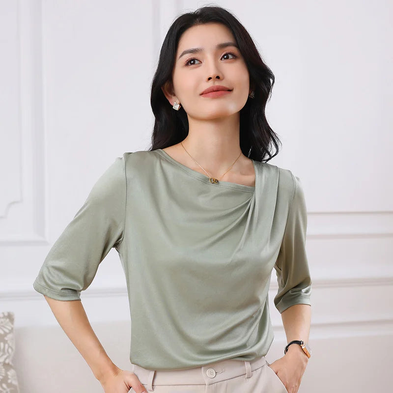 Summer triacetate women's t-shirt