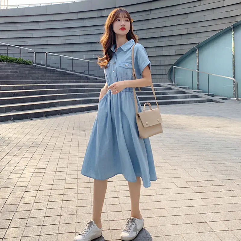 Lightweight denim-like women's dress